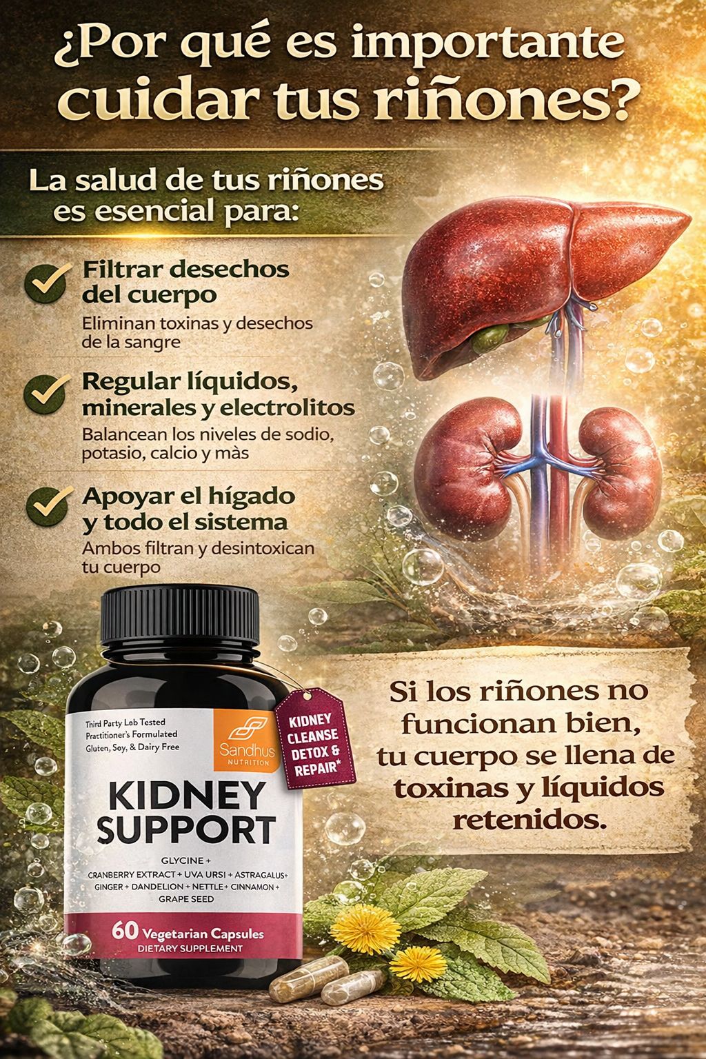KINDEY SUPPORT™ ⭐⭐⭐⭐⭐ Apoyo para la función renal y sentirte más ligero.